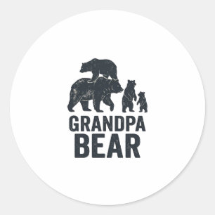 Sticker Rond T-shirt ours ours papy vintage gravure famille our