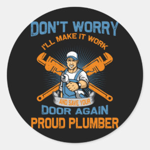 Sticker Rond T-shirt plombier