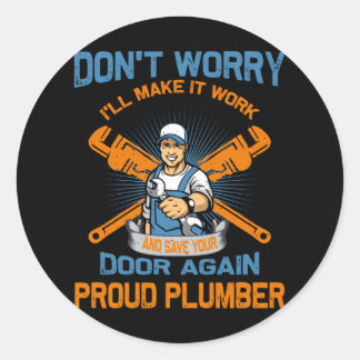Sticker Rond T-shirt plombier