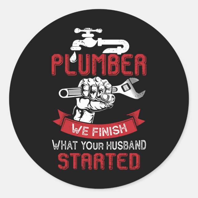 Sticker Rond T-shirt plombier (Devant)