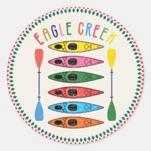 Sticker Rond T-shirt rétro Eagle Creek Kayaking