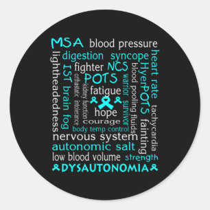 Sticker Rond T-shirt Sensibilisation Dysautonomia Ribbon Turquo