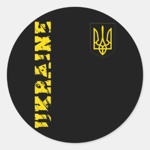 Sticker Rond T-shirt Trident ukrainien Ukraine Tryzub Cadeau de