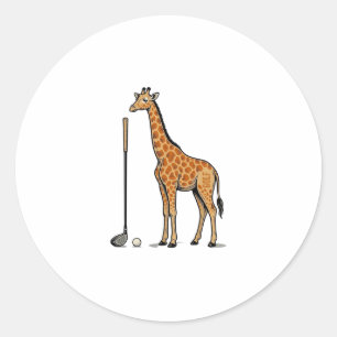 Sticker Rond T-Shirt Vintage Gravure Girafe Golf Vector Desi