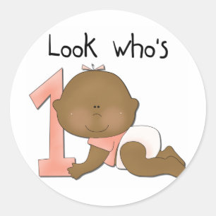 Sticker Rond T-shirts d'anniversaire de fille d'Afro-américain