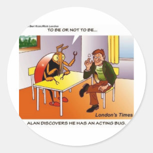 Sticker Rond T-shirts de dessins animés drôles d'insectes acteu