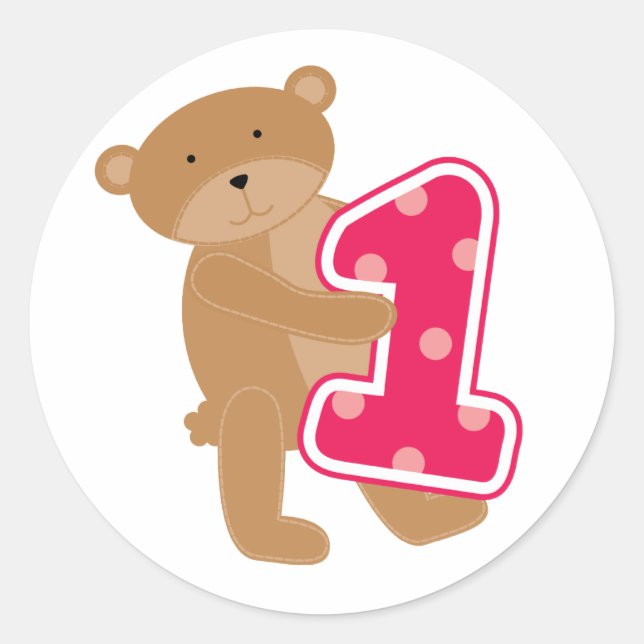 Sticker Rond T-shirts et cadeaux 1er anniversaire (Devant)