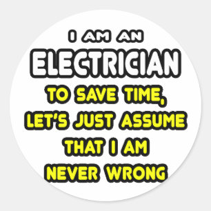 Sticker Rond T-shirts et cadeaux amusants d'électriciens