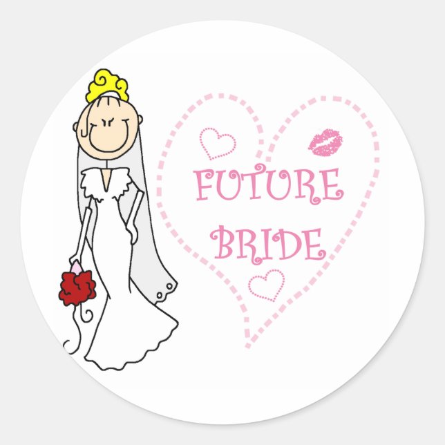 Sticker Rond T-shirts et cadeaux Blond Future Bride (Devant)