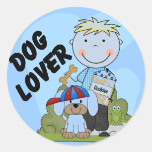 Sticker Rond T-shirts et cadeaux blonds de garçon d'amoureux