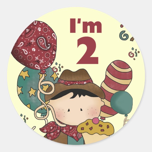 Sticker Rond T-shirts et cadeaux Cowboy 2e anniversaire (Devant)
