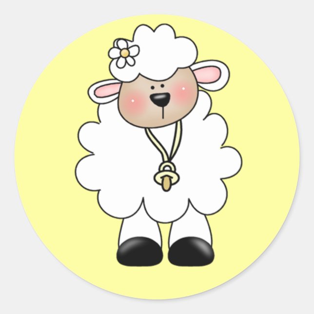 Sticker Rond T-shirts et cadeaux d'agneau blanc (Devant)