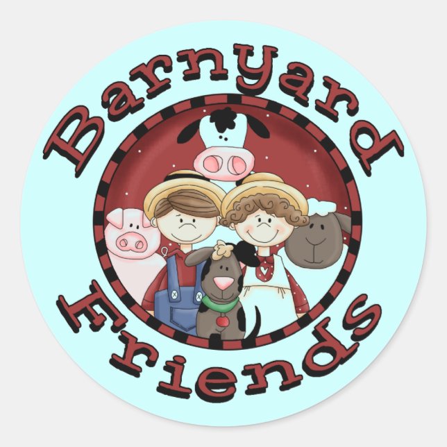 Sticker Rond T-shirts et cadeaux d'amis de basse-cour (Devant)