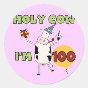 Sticker Rond T-shirts et cadeaux d'anniversaire de vache sainte