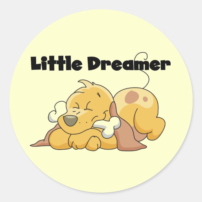 Sticker Rond T-shirts et cadeaux de chien Little Dreamer (Devant)