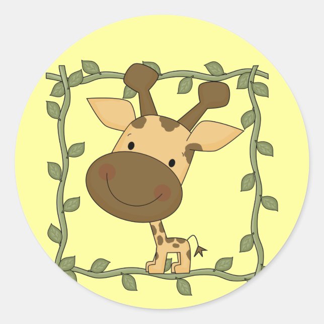 Sticker Rond T-shirts et cadeaux de girafe de bébé (Devant)
