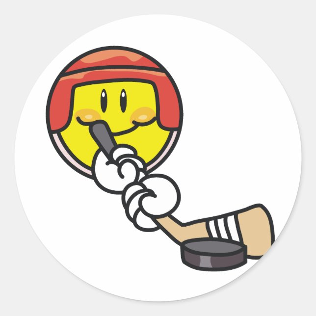 Sticker Rond T-shirts et cadeaux de hockey Smiley (Devant)