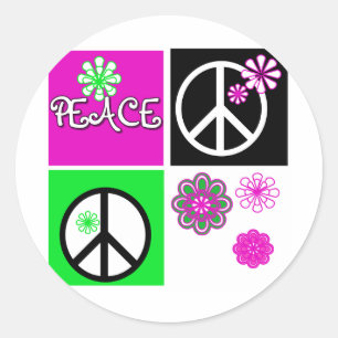 Sticker Rond T-shirts et cadeaux de paix Hot Colours