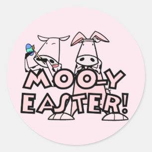 Sticker Rond T-shirts et cadeaux de Pâques Moo-y