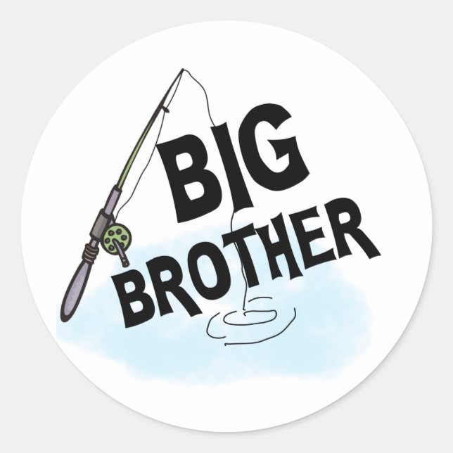 Sticker Rond T-shirts et cadeaux de pêche Big Brother (Devant)