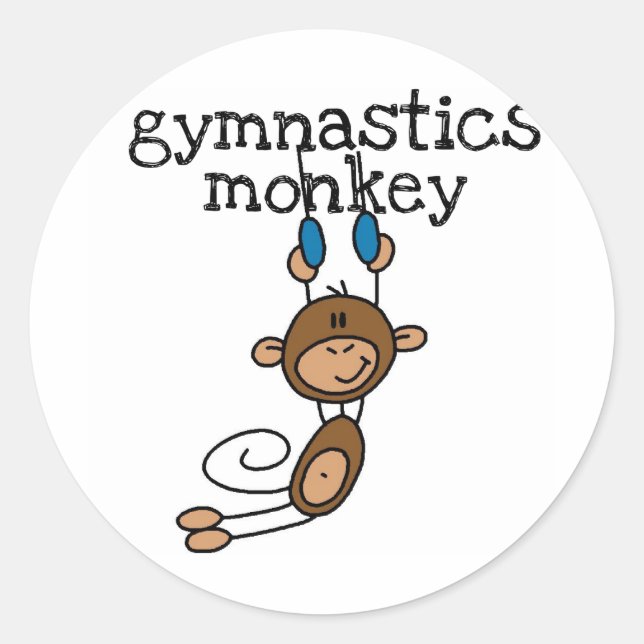 Sticker Rond T-shirts et cadeaux de singe de gymnastique (Devant)
