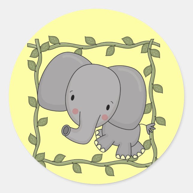 Sticker Rond T-shirts et cadeaux d'éléphant de bébé (Devant)