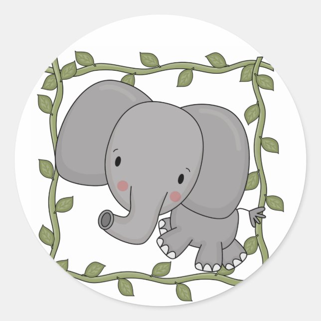 Sticker Rond T-shirts et cadeaux d'éléphant de bébé (Devant)