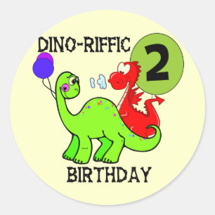 Sticker Rond T-shirts et cadeaux Dinosaur 2e anniversaire
