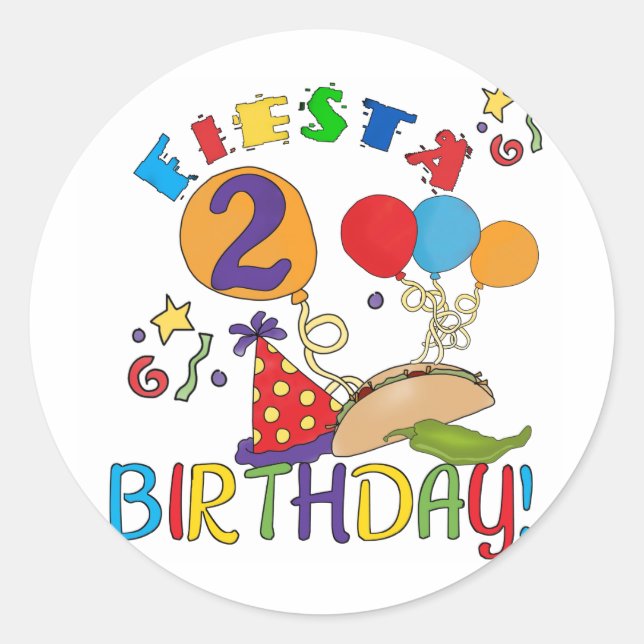 Sticker Rond T-shirts et cadeaux Fiesta 2e anniversaire (Devant)