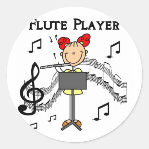 Sticker Rond T-shirts et cadeaux Flute Player