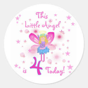 Sticker Rond T-shirts et cadeaux Little Angel 4th Birthday