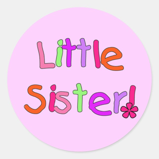 Sticker Rond T-shirts et cadeaux Little Sister (Devant)