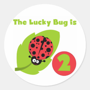 Sticker Rond T-shirts et cadeaux Lucky Bug 2e anniversaire
