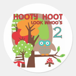 Sticker Rond T-shirts et cadeaux Owl 2nd Birthday