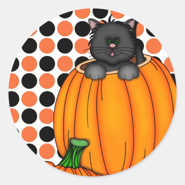 Sticker Rond T-shirts et cadeaux pour chat Halloween (Devant)