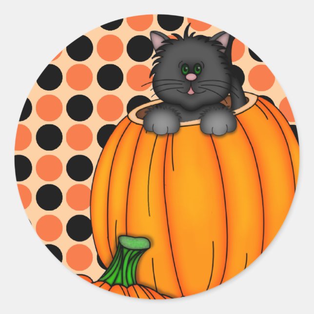 Sticker Rond T-shirts et cadeaux pour chat Halloween (Devant)
