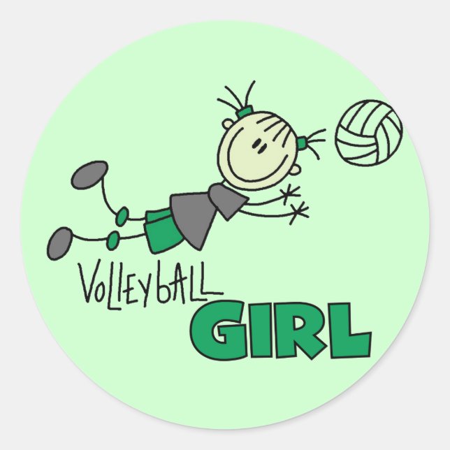 Sticker Rond T-shirts et cadeaux pour filles de volleyball (Devant)