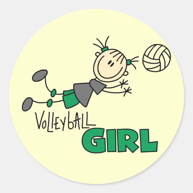 Sticker Rond T-shirts et cadeaux pour filles de volleyball (Devant)