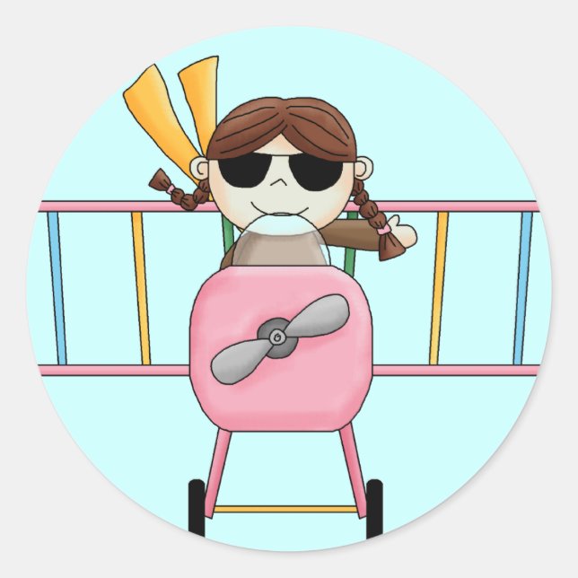 Sticker Rond T-shirts et cadeaux pour filles pilotes (Devant)