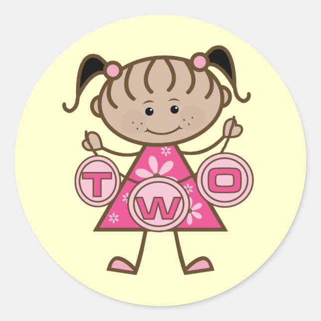 Sticker Rond T-shirts et cadeaux pour la petite fille 2e annive (Devant)