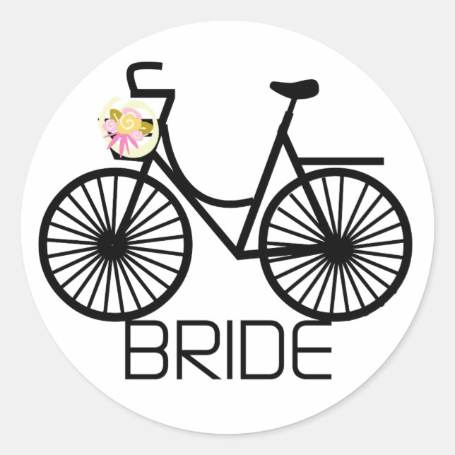 Sticker Rond T-shirts et cadeaux pour mariées à bicyclette (Devant)