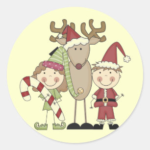 Sticker Rond T-shirts et cadeaux Reindeer et Elves