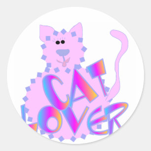 Sticker Rond T-shirts et cadeaux roses d'amoureux des chats