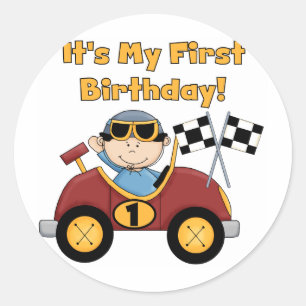 Sticker Rond T-shirts et cadeaux rouges d'anniversaire de