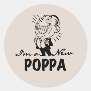 Sticker Rond T-shirts et cadeaux Smiling New Poppa