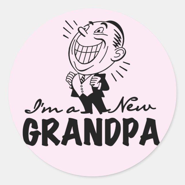 Sticker Rond T-shirts et cadeaux souriants New Grand-pa (Devant)
