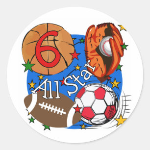 Sticker Rond T-shirts et cadeaux Star 6th Birthday