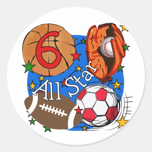 Sticker Rond T-shirts et cadeaux Star 6th Birthday (Devant)