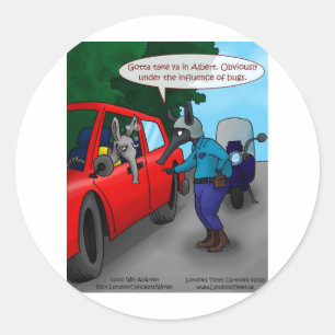 Sticker Rond T-shirts et tasses drôles Aardvark Conduite avec u