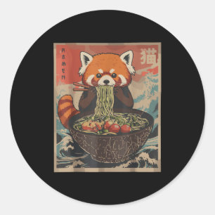 Sticker Rond T-shirts graphiques japonais Ramen Red Panda Anime